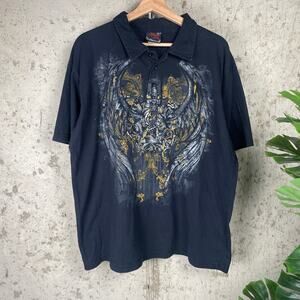 Miami Ink Y2K Wings Swords Emo Grunge Button Up 2XL Shirt